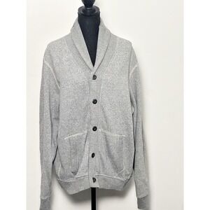 GAP Men's Sweatshirt Patched Elbow Shawl Collar Size XL Gray Grandpa Jacket